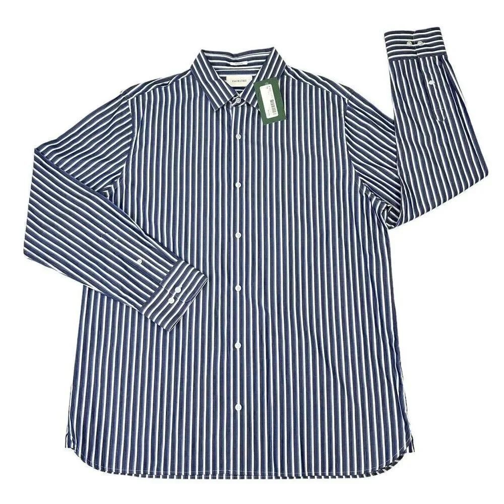 NWT Fairline Stitch Fitch Blue White Striped Button Down Regular Size Men’s XL